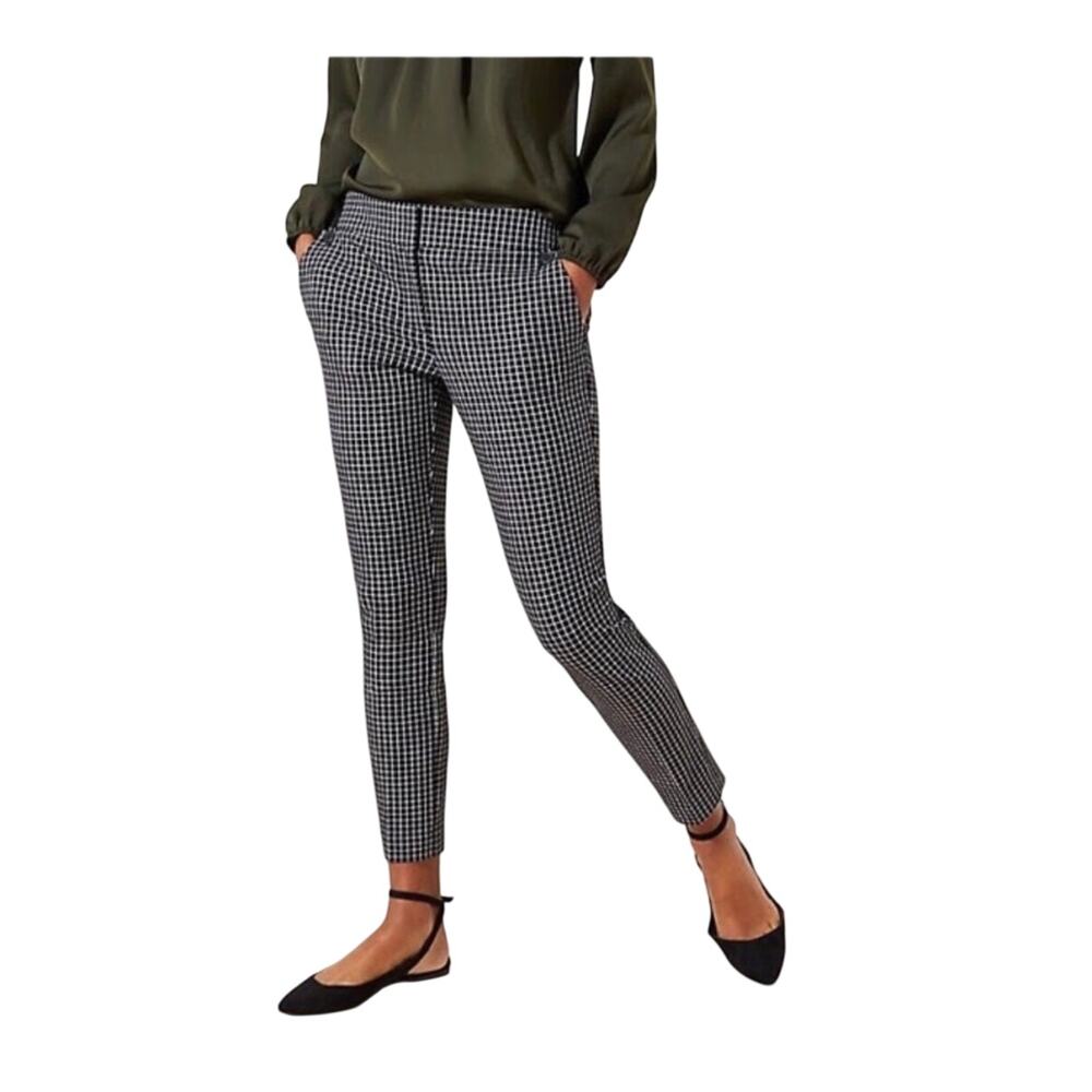 LOFT Ladies Marisa black and white plaid/check pants, stretch, petite size 00P